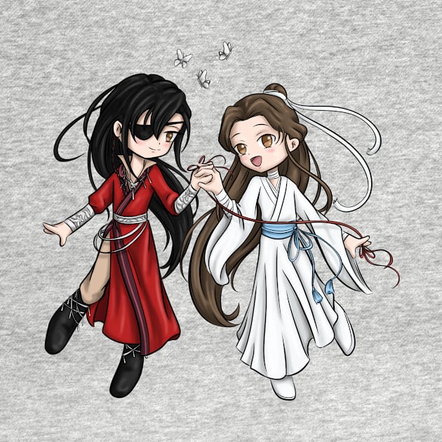 Chibi Fan Art - Heaven Official's Blessing - Hua Cheng and Xie Lian by smileycat55555